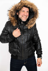 Men's leather winter bomber jacket Niko